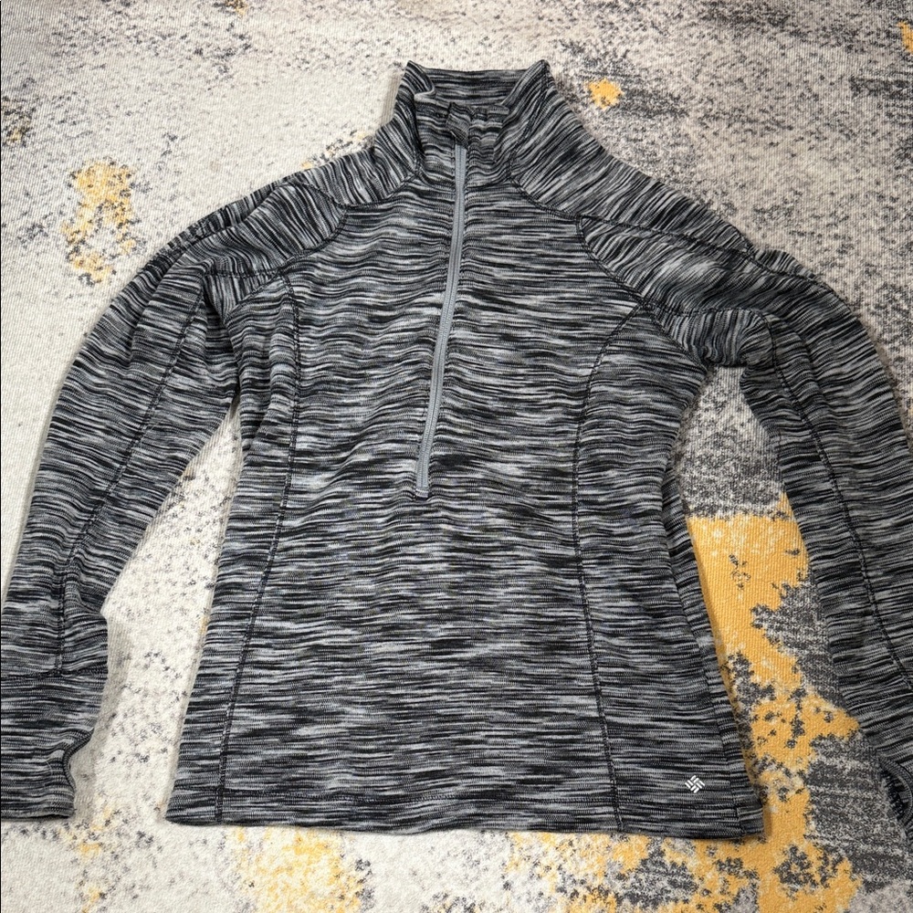 Columbia Gray and Black Striped Quarter-Zip Pullover